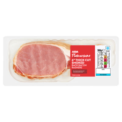 ASDA Flavoursome Thick Cut Smoked Back Bacon 300g - British product