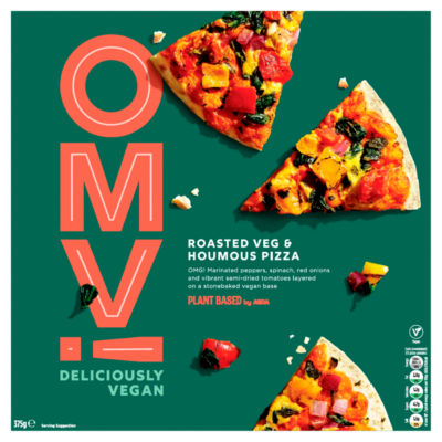 OMG! Roasted Veg & Houmous Pizza 375g, imported from the UK
