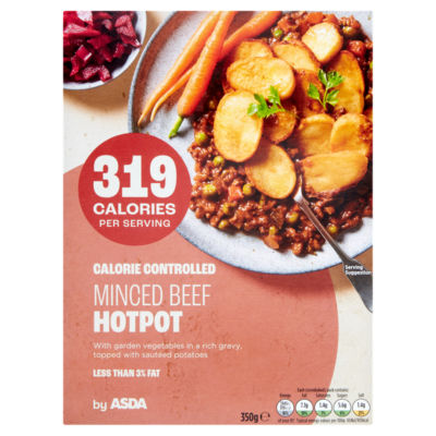 ASDA Calorie Controlled Minced Beef Hotpot 350g frozen meal - British product