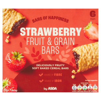 ASDA strawberry fruit grain bars 6x37g - British product