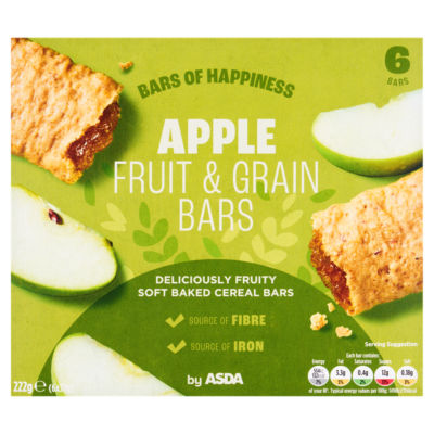 ASDA Apple Fruit Grain Soft Baked Cereal Bars 6x37g Pack