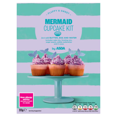 ASDA Mermaid Cupcake Kit Vanilla Raspberry Cupcakes 313g