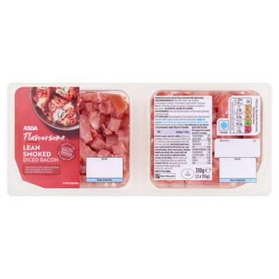 ASDA Flavoursome Lean Smoked Diced Bacon 310g - British product