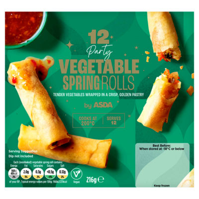 ASDA party vegetable spring rolls 12 pack 216g - British product