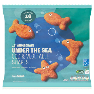 ASDA Wholegrain Cod and Vegetable Shapes 400g - British product