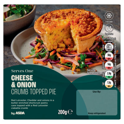 ASDA cheese and onion crumb topped pie 200g - British product