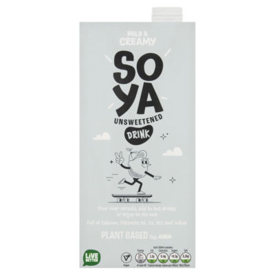 ASDA Plant Based Soya Unsweetened Milk Alternative 1 Litre