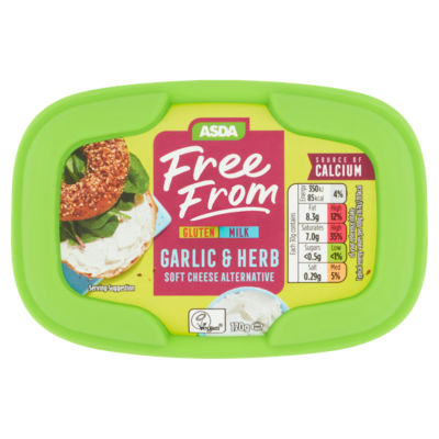 ASDA garlic and herb soft cheese alternative 170g - British product