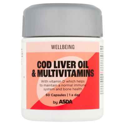 ASDA Wellbeing Cod Liver Oil & Multivitamins 1 a Day 60 Capsules