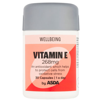 ASDA Wellbeing 1 a Day Vitamin E 268mg Food Supplement 30 Capsules