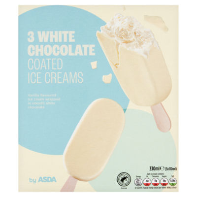 ASDA vanilla white chocolate ice creams pack of 3 - British product