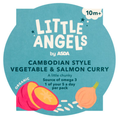 Little Angels organic Cambodian style vegetable and salmon curry baby food 190g, UK version