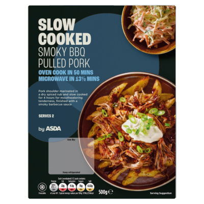 ASDA slow cooked smoked BBQ pulled pork 500g - British product