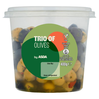 ASDA Juicy Trio Mixed Olives with Pimento 400g