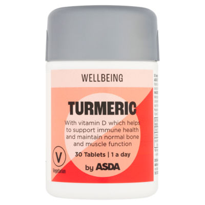 ASDA Wellbeing 1 a Day Turmeric and Vitamin D Food Supplement 30 Tablets