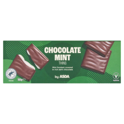 ASDA Chocolate Mint Thins dark chocolate mint fondant 180g - British product