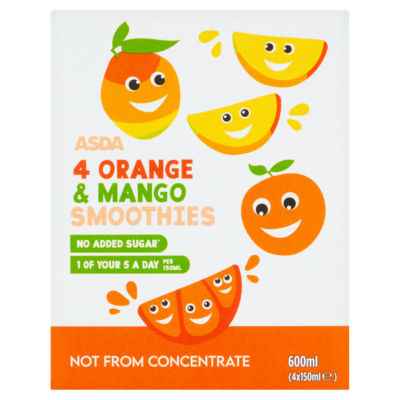 ASDA orange and mango smoothies 4 x 150ml - British product