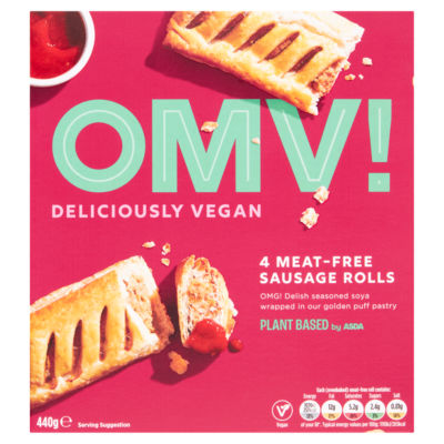 OMV! plant based meat-free sausage rolls 440g, imported from the UK