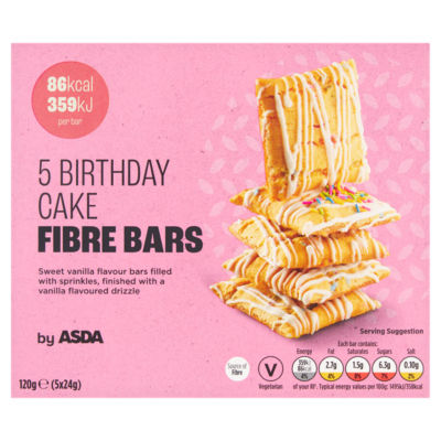 ASDA birthday cake fibre bars vanilla flavour - British product