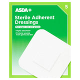 ASDA sterile adhesive dressings for large wounds 5 pack 100mm x 100mm - British product