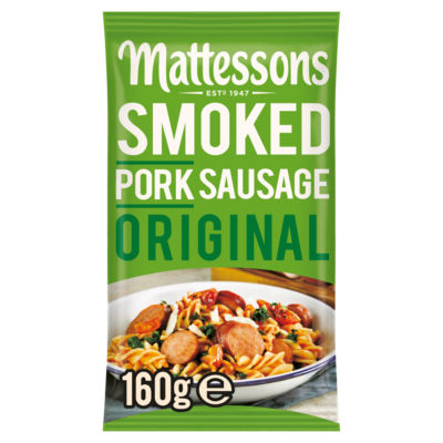Mattessons smoked pork sausage original 160g, imported from the UK