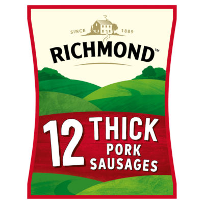 Richmond thick cut pork sausages 615g, imported from the UK