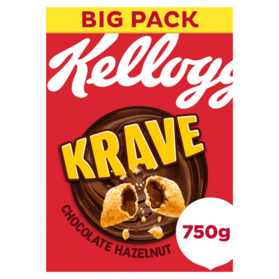 Kellogg's Krave Chocolate Hazelnut breakfast cereal 750g, UK version