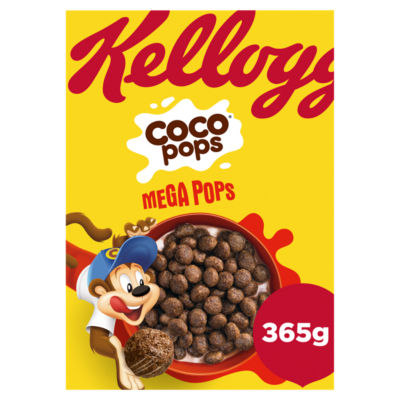 Kellogg's Coco Pops Mega Pops Chocolate Cereal 365g, UK version