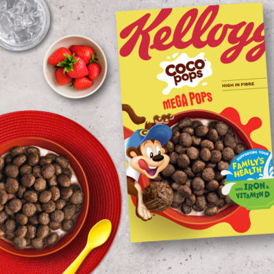 Kellogg's Coco Pops Mega Pops Chocolate Cereal 365g, UK version