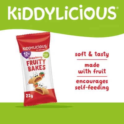 Kiddylicious strawberry fruity bakes 6 x 22g, imported from the UK