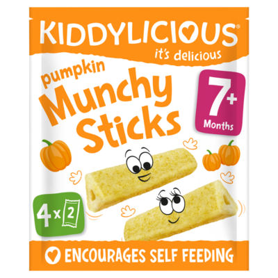 Kiddylicious Pumpkin Munchy Sticks 4x4g packs, UK version