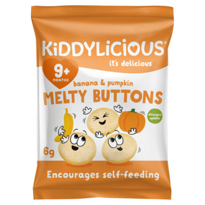 Kiddylicious banana and pumpkin melty buttons 6g, UK version