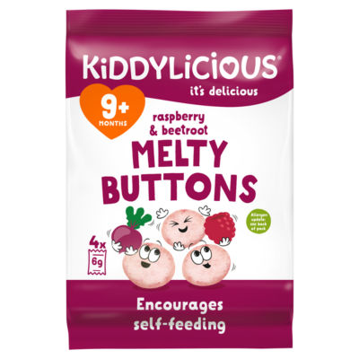 Kiddylicious raspberry beetroot melty buttons baby snack 5x6g, UK version