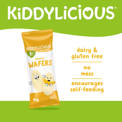 Kiddylicious banana wafers for babies 6+ months, 10 x 4g (40g), UK version