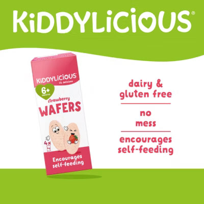 Kiddylicious strawberry rice wafers 4 x 4g, imported from the UK