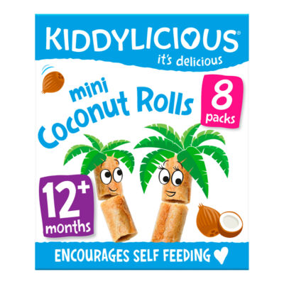 Kiddylicious Original Mini Coconut Rolls baby snacks 8x7g, UK version