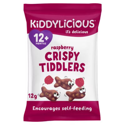 Kiddylicious Raspberry Crispy Tiddlers toddler snack 12g, UK version