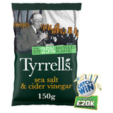 Tyrrells sea salt and cider vinegar sharing crisps 150g (British brand)