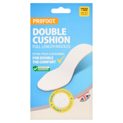 Profoot double cushion full length insoles, unisex, one size fits all, imported from the UK