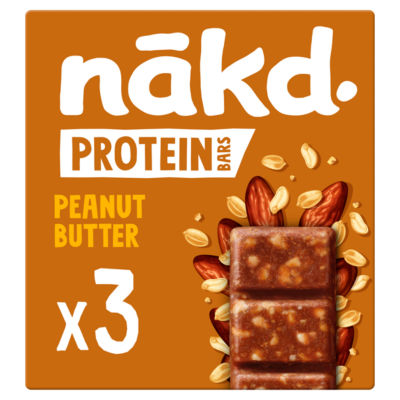 Nakd Protein Peanut Butter Fruit & Nut Bars 3 x 45g, imported from the UK