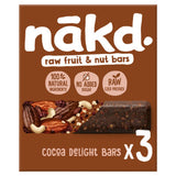 Nakd Cocoa Delight fruit and nut bars 3 x 35g, imported from the UK