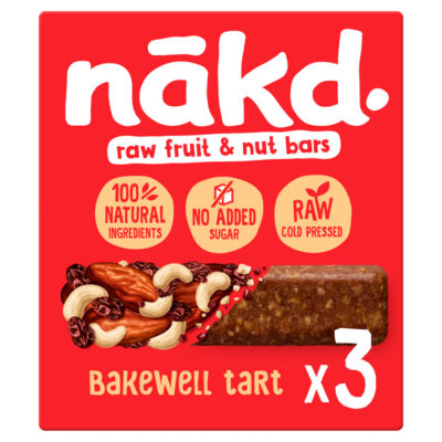 Nakd Bakewell Tart fruit nut bars 105g, imported from the UK