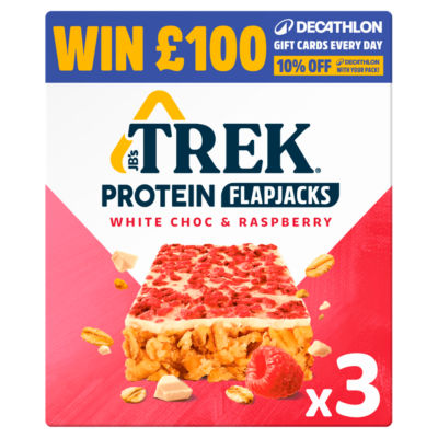 Trek Protein Flapjack White Chocolate Raspberry Bar 3 x 40g