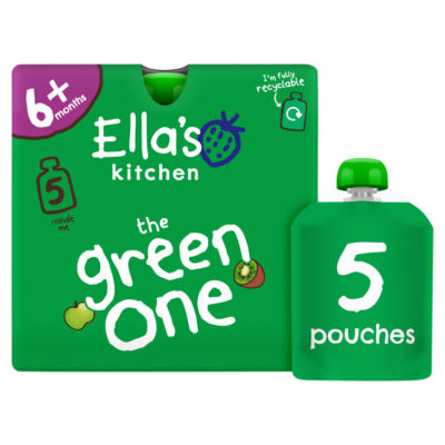 Ella's Kitchen the Green One squished smoothie fruits 5 x 90g pouches - British product