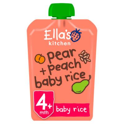 Ella's Kitchen pear and peach baby rice puree pouch 120g - British product