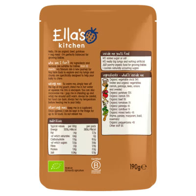 Ella's Kitchen beef stew with spuds baby food pouch 190g - British product