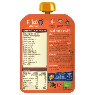 Ella's Kitchen mild chilli con carne with paprika baby food 130g - British product