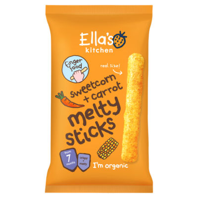 Ella's Kitchen sweetcorn and carrot melty sticks 16g - British product
