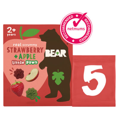 BEAR Little Paws Strawberry and Apple fruit snacks 5x20g - British product