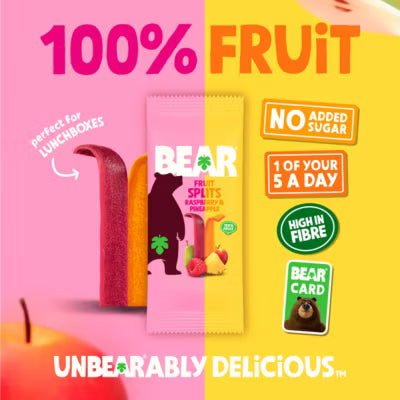 BEAR Fruit Splits raspberry and pineapple 5x20g - British product